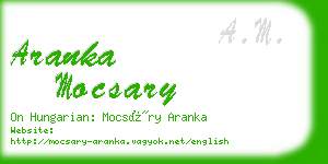 aranka mocsary business card